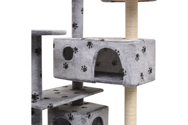 Kissan raapimispuu sisal-pylväillä 125cm tassunjäljet Harmaa - Monivärinen - Kissojen kalusteet