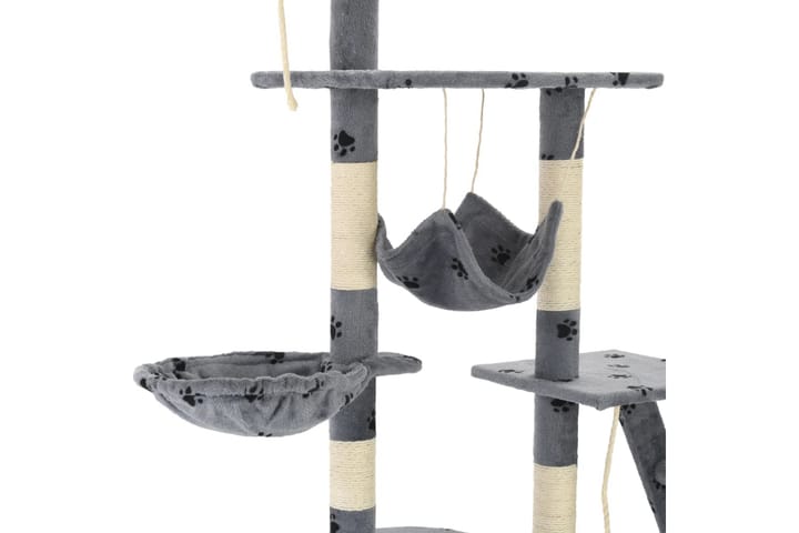 Kissan raapimispuu sisal-pylväillä 230-250 cm tassukuvio - Harmaa - Kissojen kalusteet