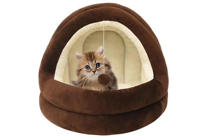 Kissan sänky 40x40x35 cm ruskea ja kerma - Ruskea - Kissanpeti & kissan sänky - Kissojen kalusteet