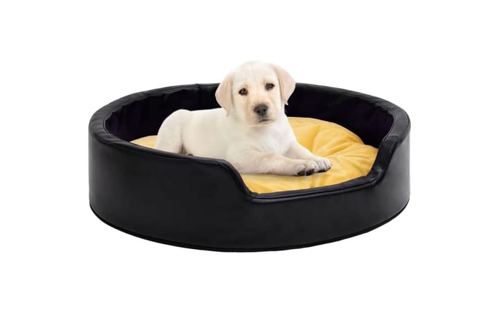 Koiran peti musta ja keltainen 99x89x21 cm plyysi ja keinona - Musta - Koiran peti & koiran sänky - Koirien kalusteet