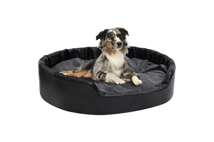 Koiran peti musta/tummanharmaa 99x89x21 cm plyysi ja keinona - Musta - Koiran peti & koiran sänky - Koirien kalusteet