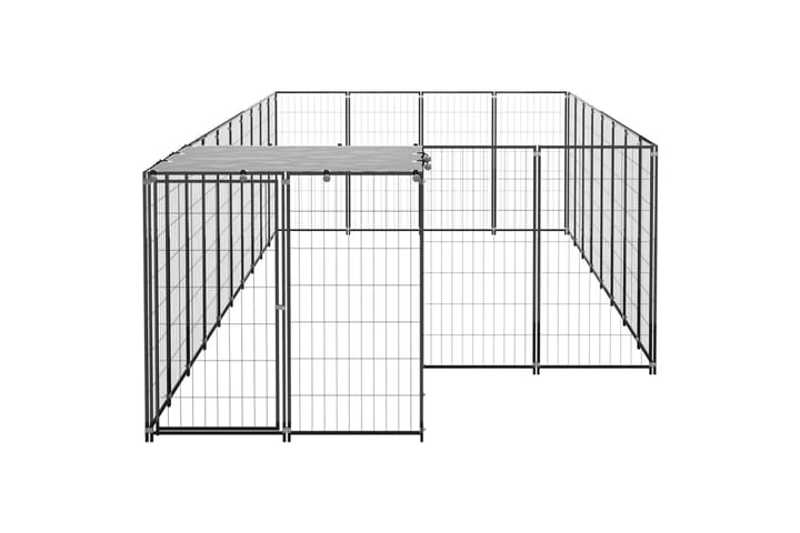 Koiranhäkki musta 10,89 m² teräs - Musta - Koirien kalusteet - Koiraportti & koira-aitaus