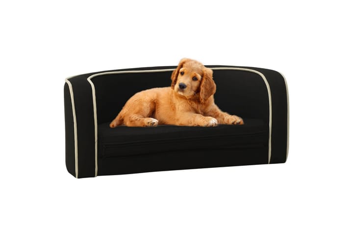 Taitettava koiran sohva musta 76x71x30 cm pellava pestävä - Koiran peti & koiran sänky - Koirien kalusteet