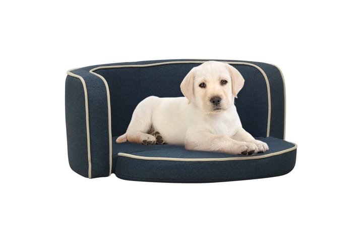 Taitettava koiran sohva sininen 76x71x30 cm pellava pestävä - Koirien kalusteet - Koiran peti & koiran sänky