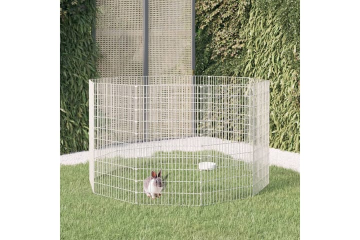 10-paneelinen kanihäkki 54x100 cm galvanoitu rauta - Hopea - Kanin häkki & kaninkoppi