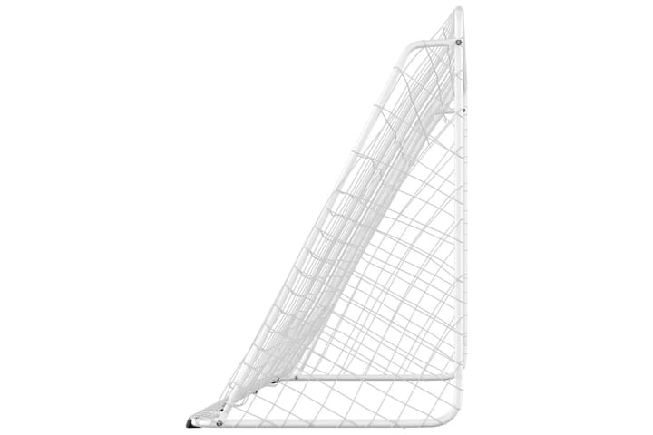 Jalkapallomaali verkolla valkoinen 366x122x182 cm teräs - Valkoinen - Jalkapallo