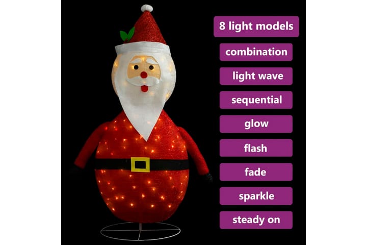 Joulupukki joulukoriste LED-valoilla ylellinen kangas 120 cm - Punainen - Jouluvalot ulos