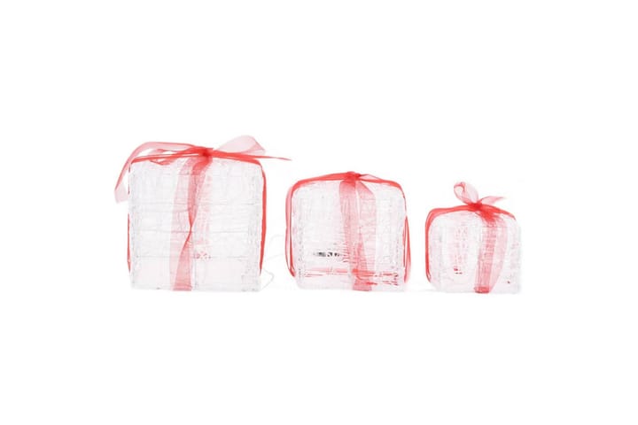 Koristeelliset joululahjalaatikot 3 kpl akryyli värikäs - Punainen - Jouluvalot ulos