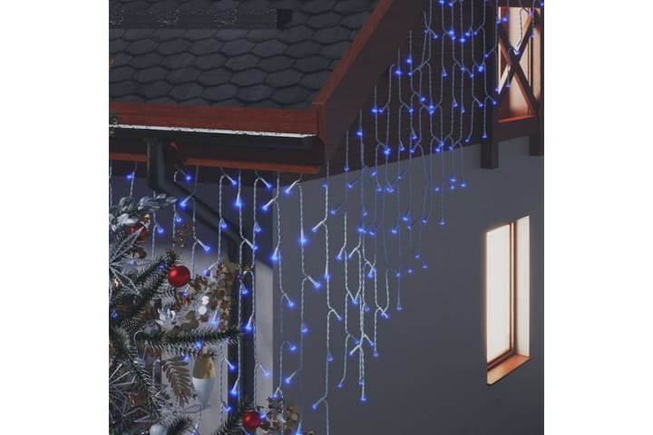 LED-valonauhaverho jääpuikot 10 m 400 LEDiä sininen - Sininen - Jouluvalot ulos