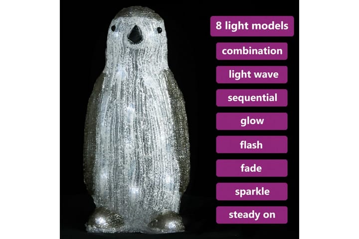 LED-pingviini akryyli sisä- ja ulkokäyttöön 30 cm - Jouluvalot ulos