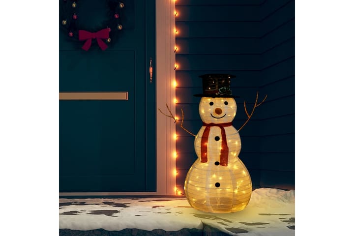 Lumiukko joulukoriste LED-valoilla ylellinen kangas 90 cm - Jouluvalot ulos