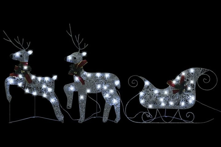 Poro ja reki joulukoriste 60 LEDiä ulkokäyttöön hopea - Jouluvalot ulos