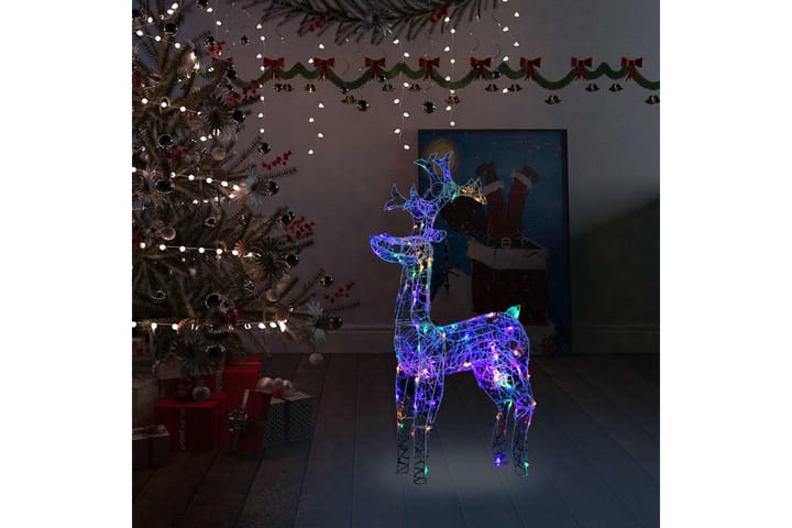 Poro joulukoriste 90 LED-valoa 60x16x100 cm akryyli - Ruskea - Jouluvalot ulos