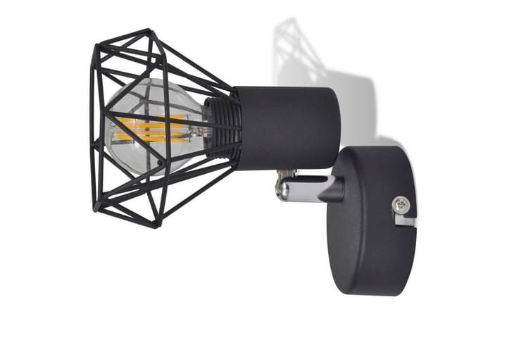 2 x Musta Teollinen Seinälamppu LED Polttimolla - Musta - Seinävalaisin makuuhuone - Riisipaperivalaisin - Kaarivalaisin - Verkkovalaisin - Seinävalaisin - PH lamppu - Lightbox - Tiffanylamppu