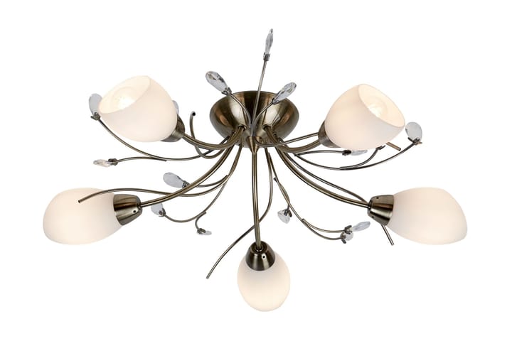 Kattovalaisin Gardenia 60 cm Himm 5 lamppua Antiikkimessinki - Searchlight - Tiffanylamppu - Olohuoneen valaisin - Plafondit - Kattovalaisin