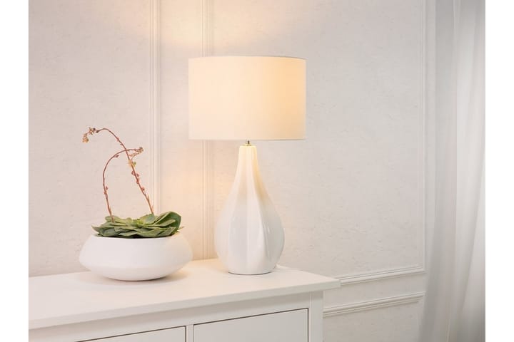 Pöytävalaisin Santee 32 cm - Valkoinen - Olohuoneen valaisin - Riisipaperivalaisin - Kaarivalaisin - Yöpöydän valaisin - Ikkunavalaisin jalalla - Tiffanylamppu - PH lamppu - Pöytävalaisin - Verkkovalaisin