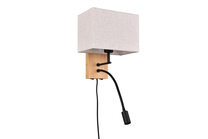 Seinävalaisin Nilam Lukuvalolla 25cm LED+ E27 Luonnonpuu - TRIO - Seinävalaisin makuuhuone - Riisipaperivalaisin - Kaarivalaisin - Verkkovalaisin - Seinävalaisin - PH lamppu - Lightbox - Tiffanylamppu