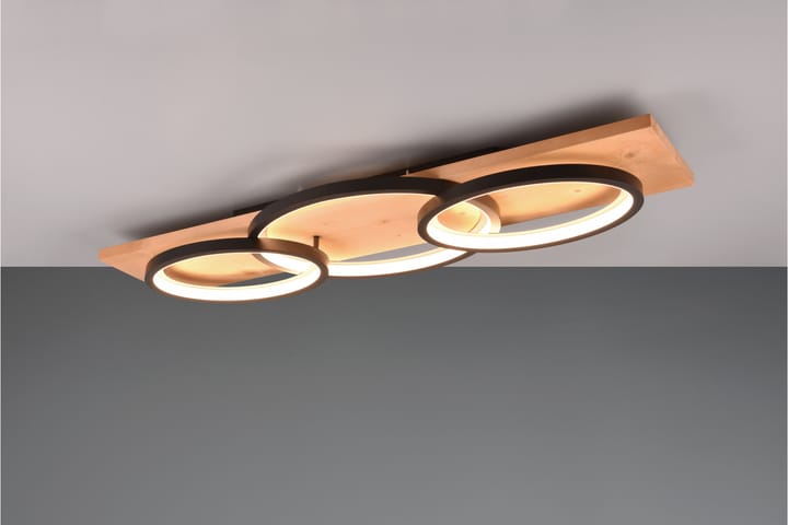 LED-Kattovalaisin Barca 3-os Mattamusta/Puu - TRIO - Tiffanylamppu - Olohuoneen valaisin - Plafondit - Kattovalaisin
