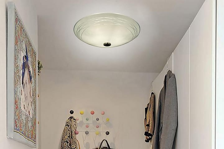 Plafondi Gloria Valkoinen/Teräs - Aneta Lighting - Tiffanylamppu - Olohuoneen valaisin - Plafondit - Kattovalaisin