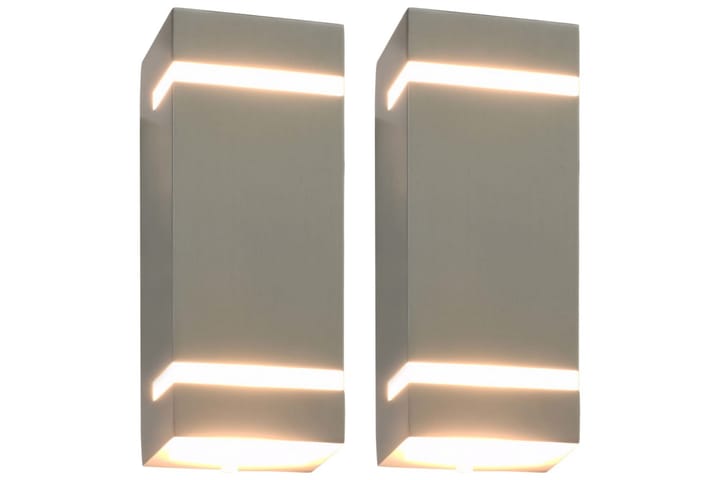 Ulkotilojen seinävalaisimet 2 kpl 35 W hopea neliskulmainen - Hopea - Sisäänkäynnin valaistus - LED-valaistus ulkokäyttöön - Julkisivuvalaistus - Ulkovalaistus